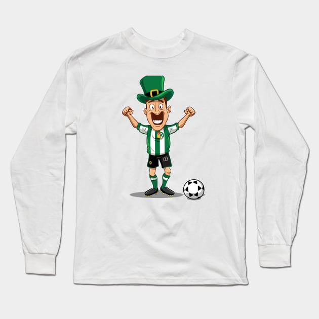 leprechaun wearing football kits Long Sleeve T-Shirt by YuriArt